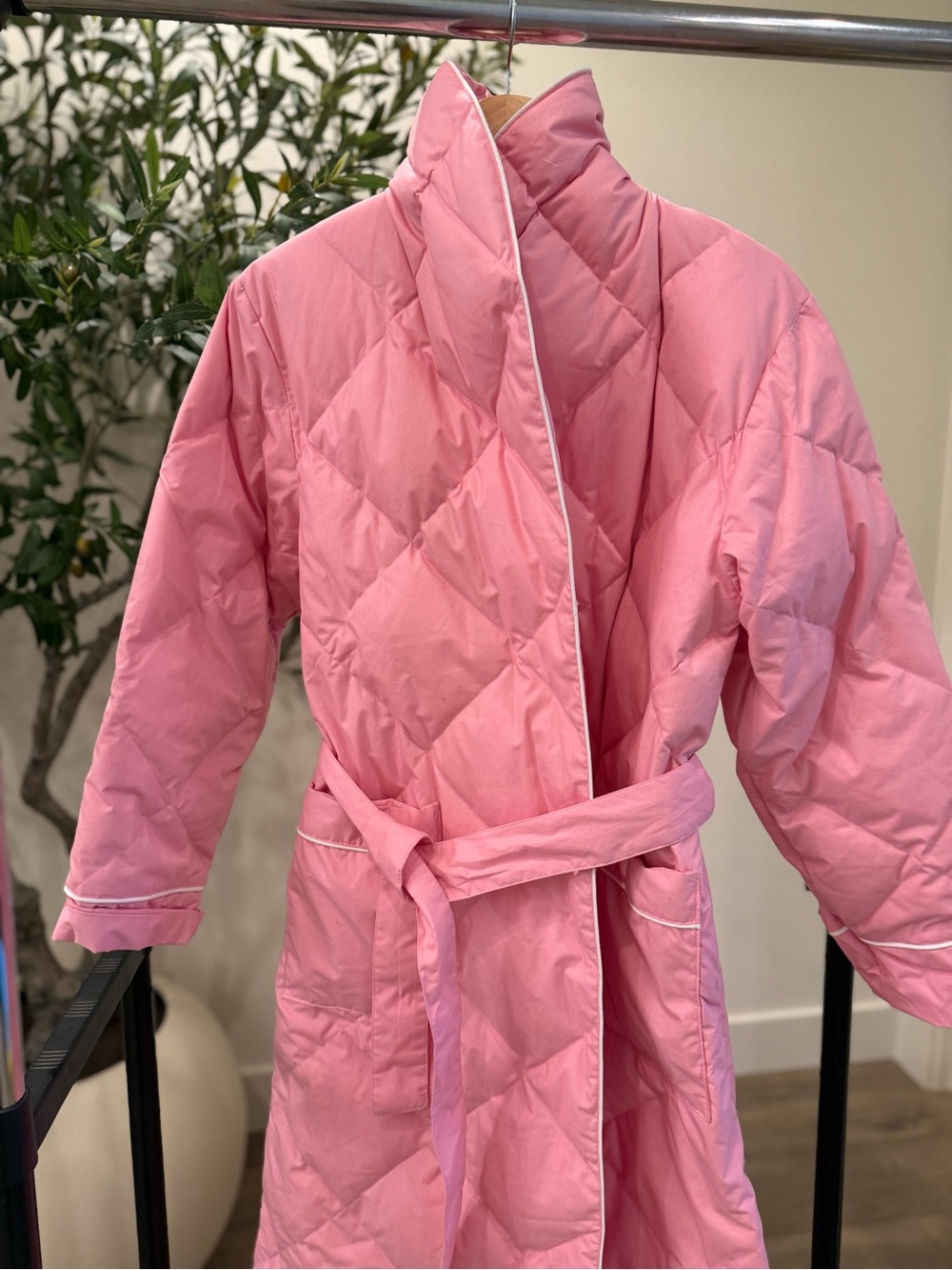 The Company Store Women's Down Filled Pink Quilted Robe - Picture 4 of 4